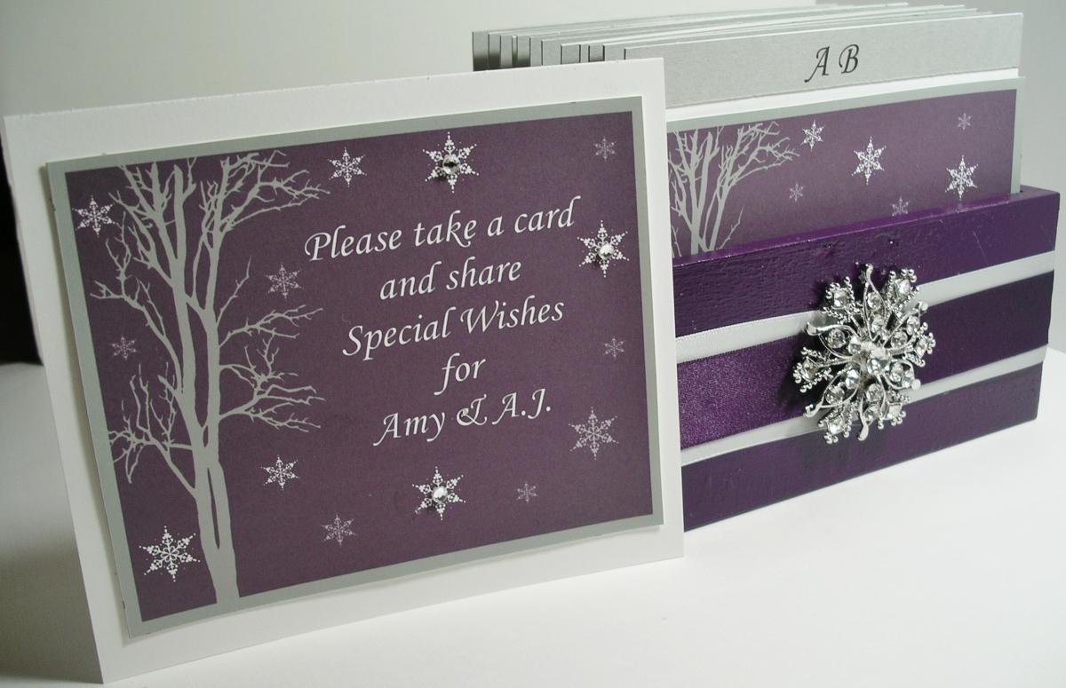 Wedding Guest Book Box - Plum, Grey And White Theme